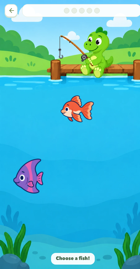 The fishing game, where a speech attempt earns a turn